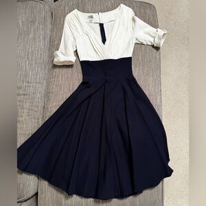 Navy and White Retro 50s Sailor Swing Dress